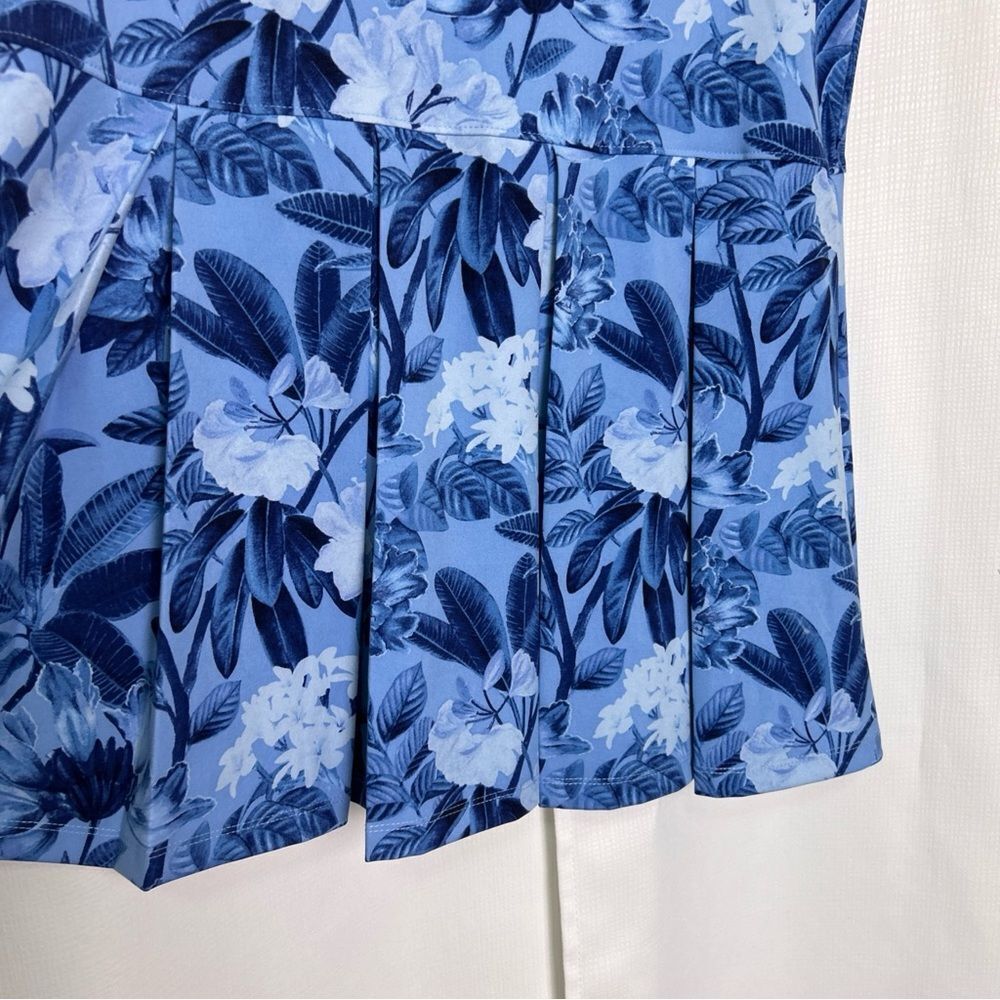 NWT Tommy Bahama Women’s L Active Dress Blue Floral Pleated UPF 50 Quick Dry - Picture 4 of 8